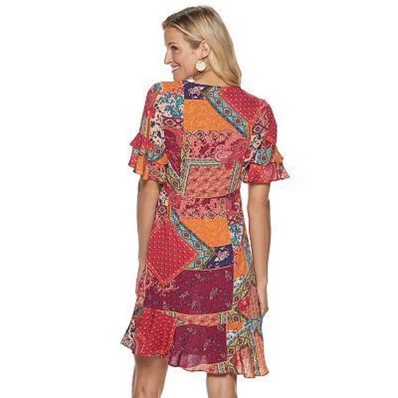 Sharagano Patchwork Print Fit & Flare Dress Size 4 - Picture 2 of 8